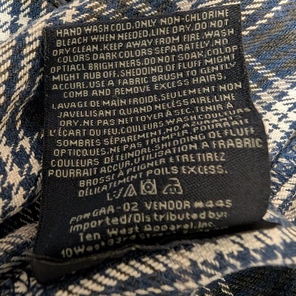 Workwear Flannel Shirt Blue White Plaid Heavy Duty Warm Fall Winter - Size L - Picture 8 of 8